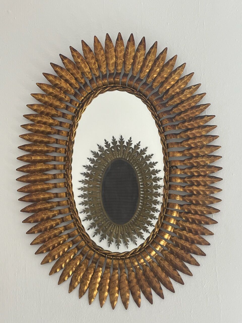 Mirror Sun wrought iron of the 50s Italian