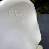 Alabaster bust of a woman signed Arnaldo Giannelli dated 1980.