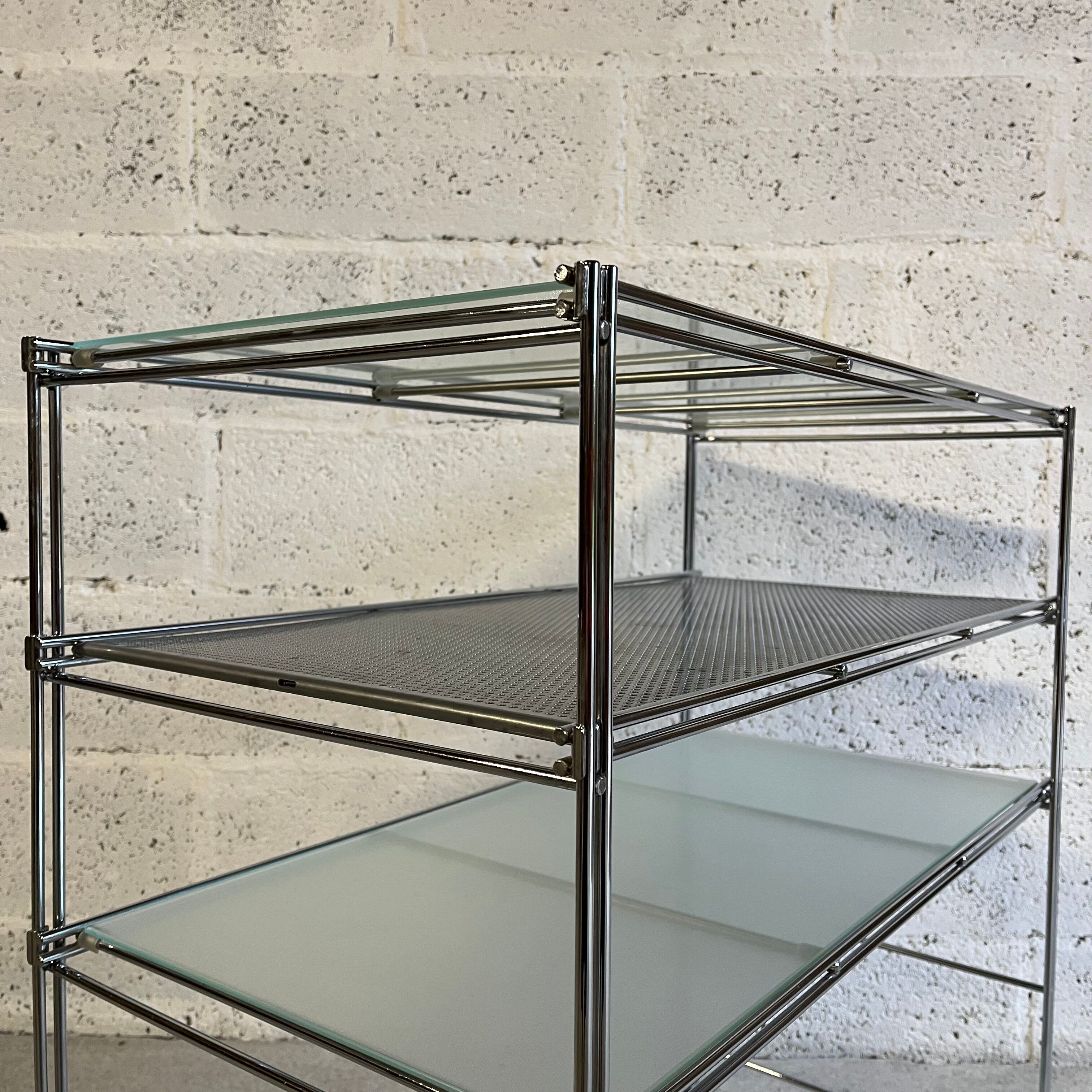 Modular shelf, tray in stainless steel and glass by Niels Gammelgaard for IKEA