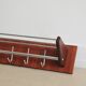 Teak wood & chrome wall coat rack