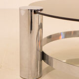 Circular coffee table & smoked glass 70's