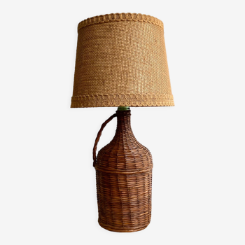 Wicker lamp, jute lampshade, cable 2m