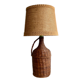 Wicker lamp, jute lampshade, cable 2m