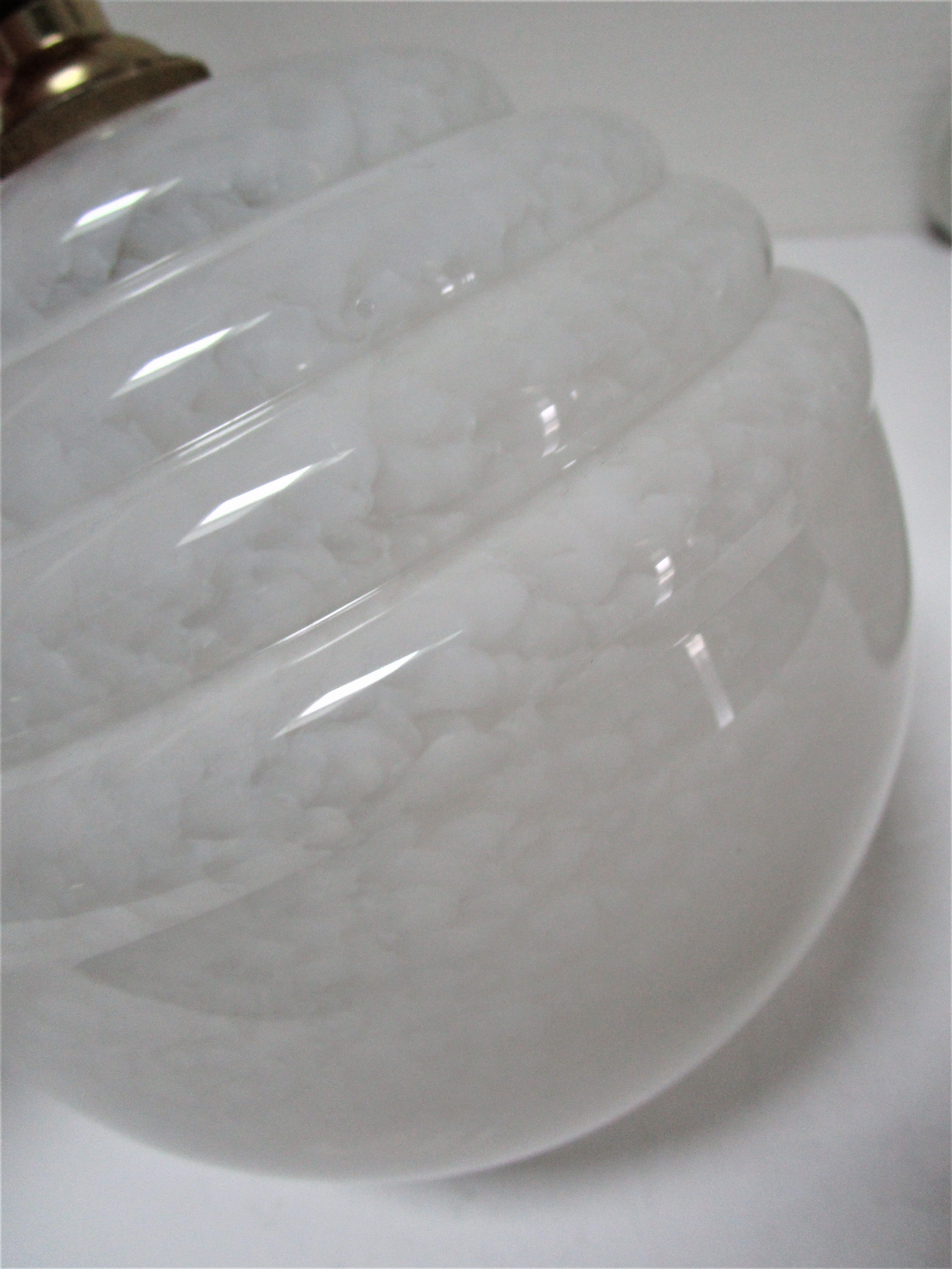 Pair of porcelain sconces brass glass of clchy white art deco