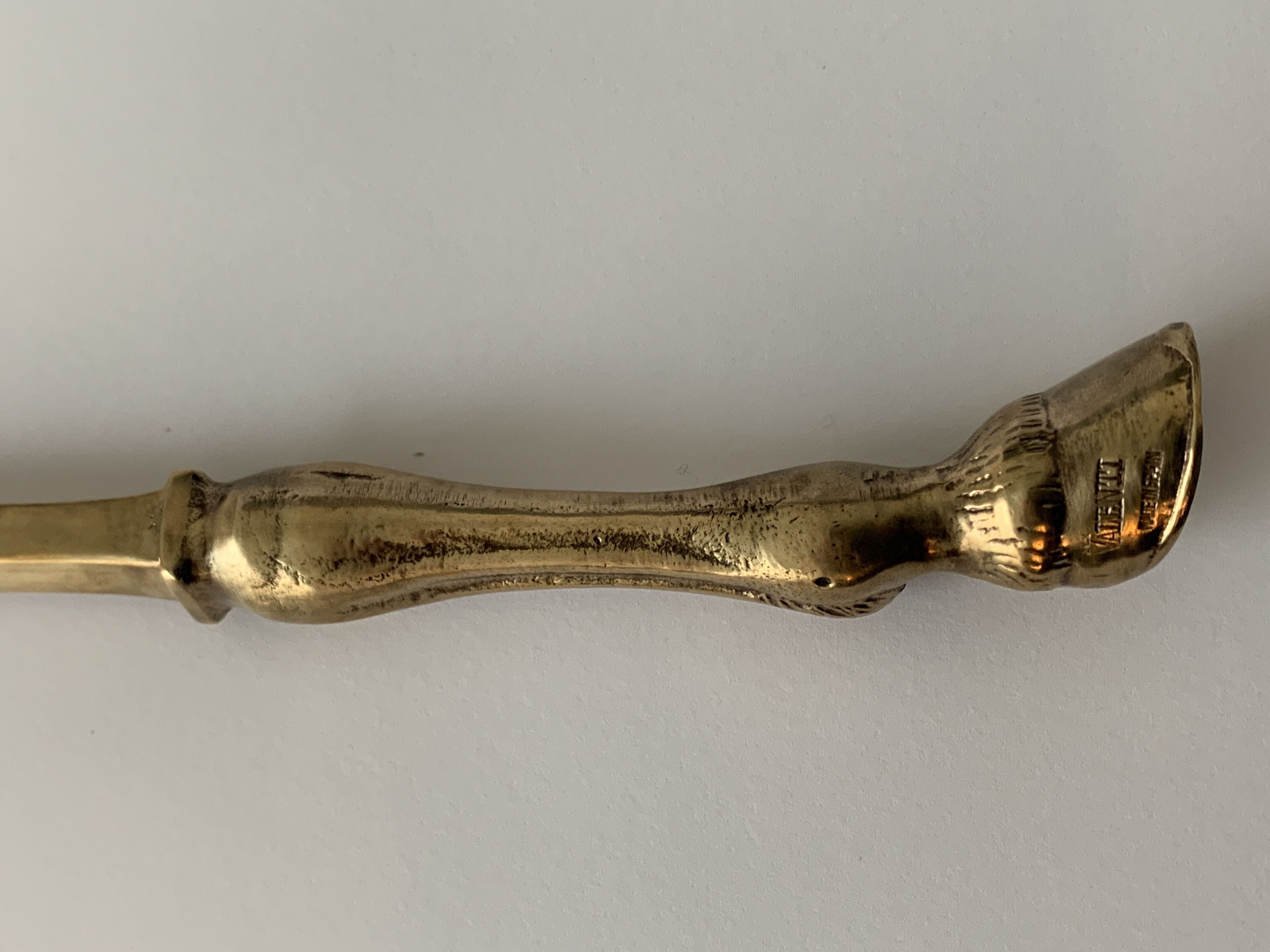 Valenti bronze paper cup or zoomorphic letter opener, horse leg, 1960