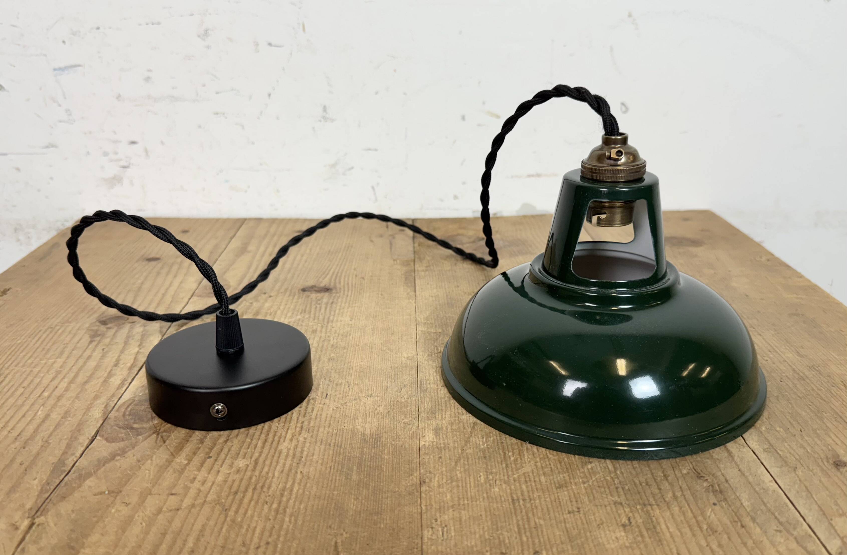 Vintage Industrial Green Painted Ceiling Lamp, 2000s