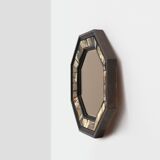 Brass and horn octagonal mirror with horn by Anthony Redmile, UK ca. 1980