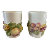 Set of 2 large Chaumette barbotine mugs.