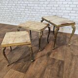 Regency style nesting tables onyx and brass