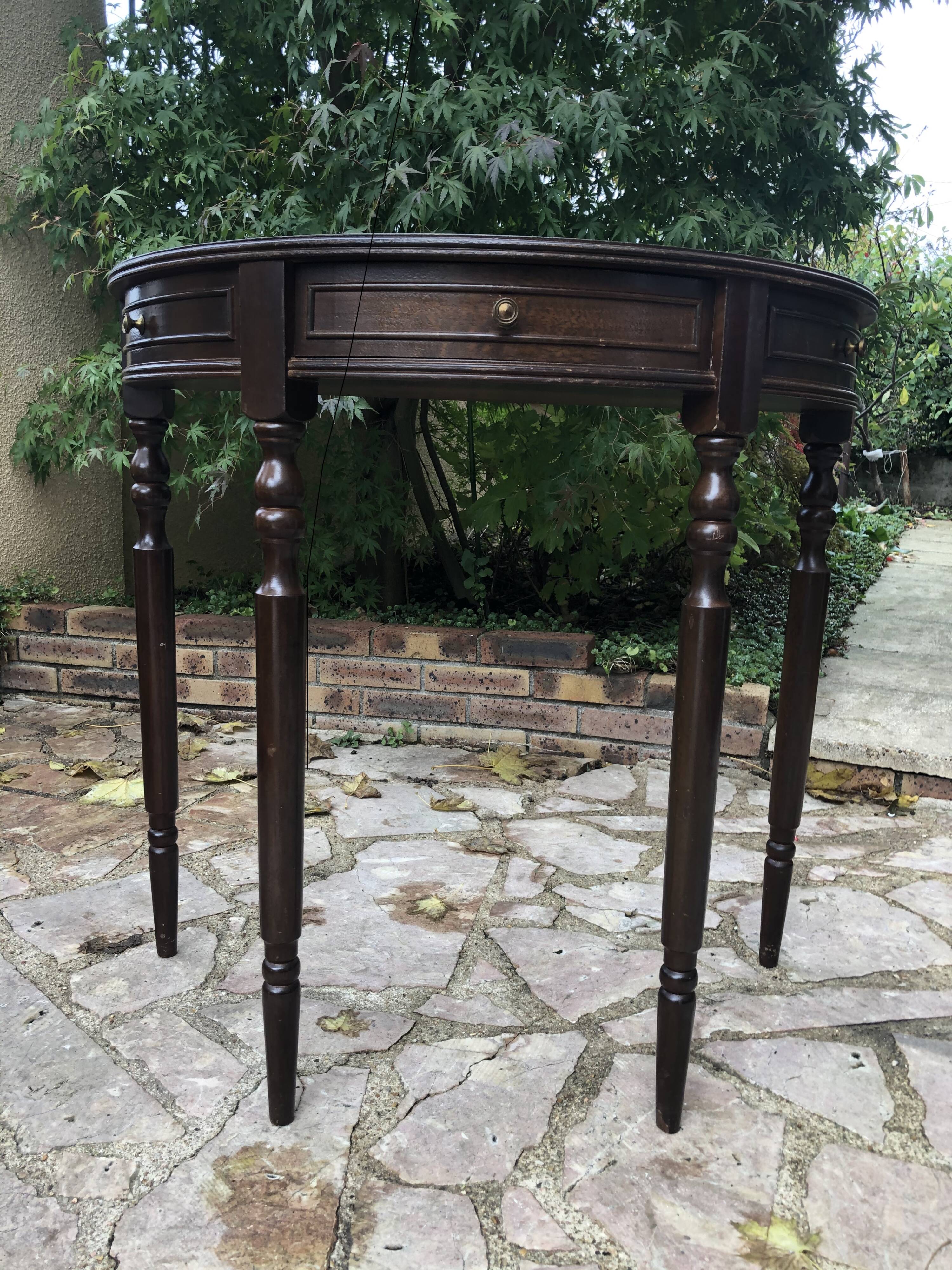 Wooden half moon console
