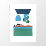 Sunbathing - Original Collage painting A4