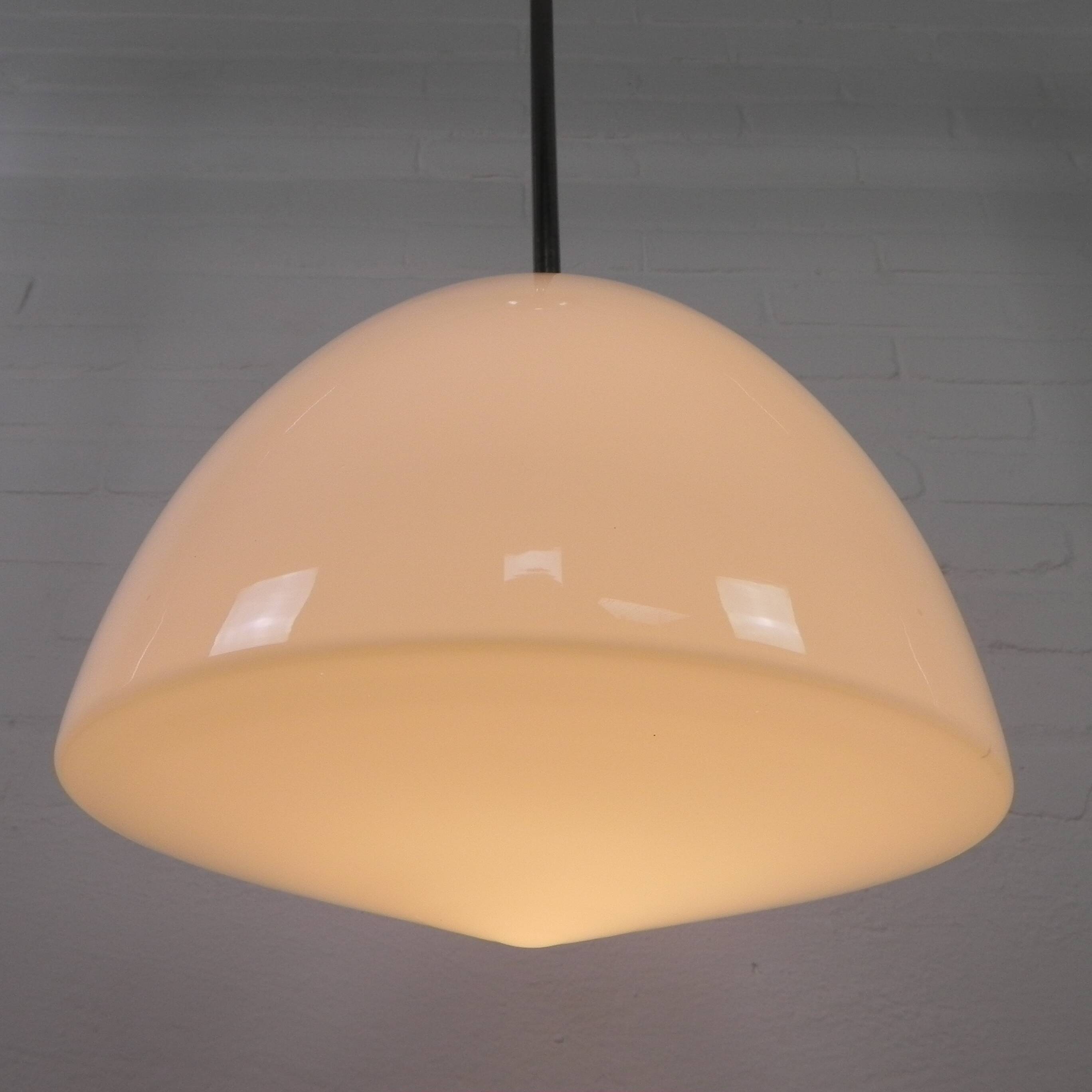 Old school lamp with large glass ball in opal glass, 1930s