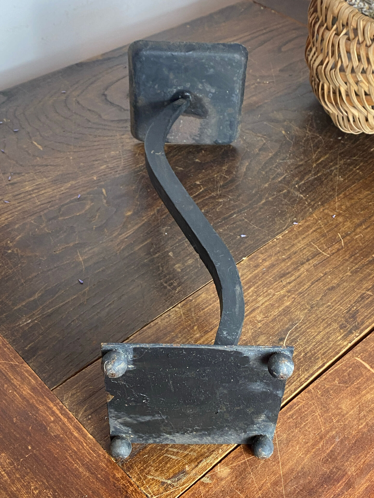 Modernist candlestick in wrought iron