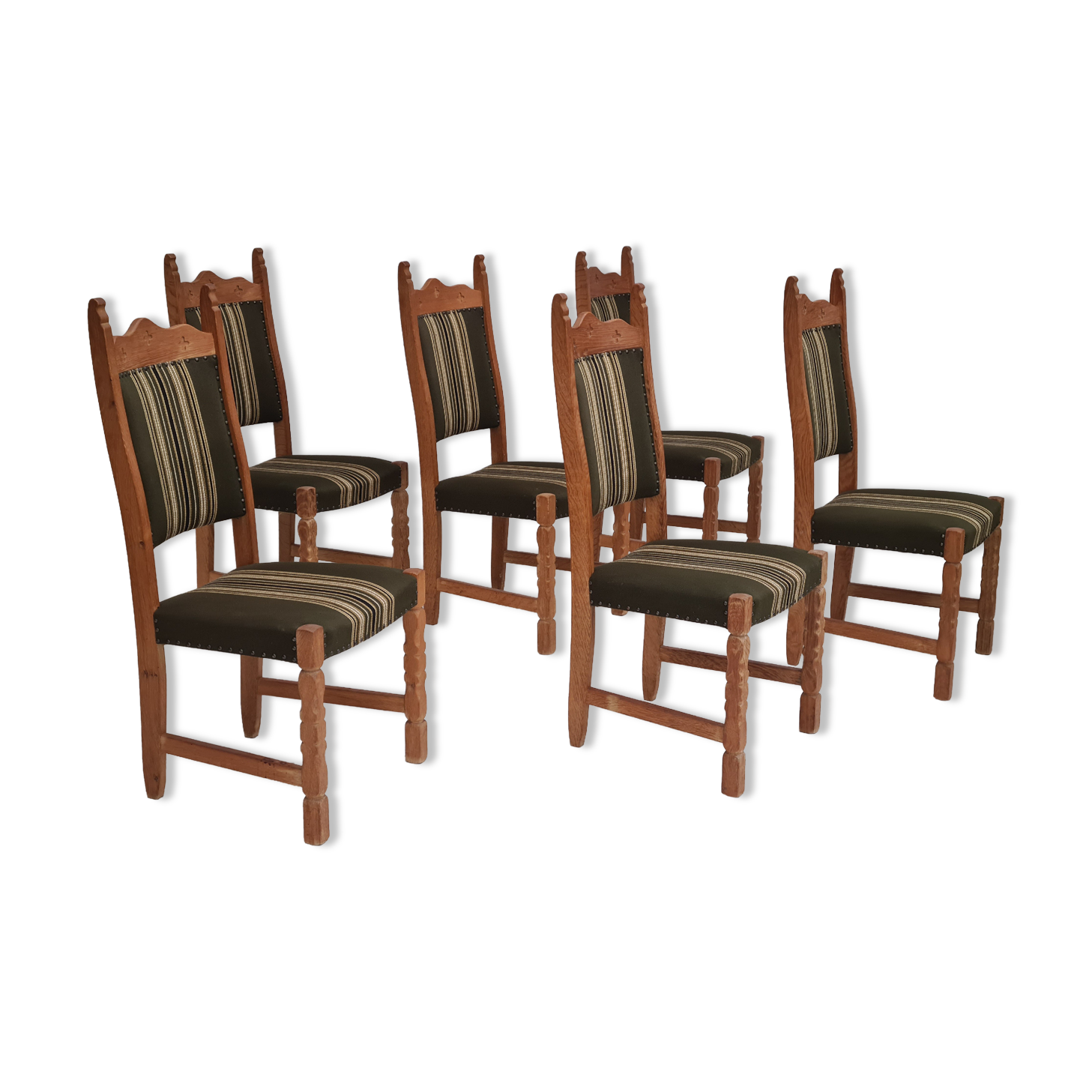 Original Danish design, 1960s,  set of high back dinning chairs, oak wood