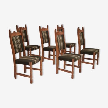 Original Danish design, 1960s,  set of high back dinning chairs, oak wood