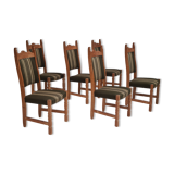Original Danish design, 1960s,  set of high back dinning chairs, oak wood