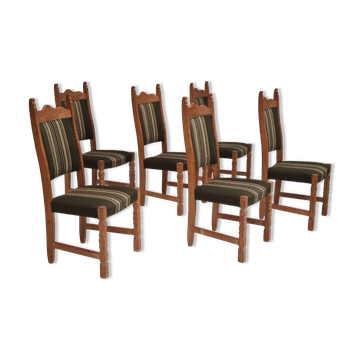 Original Danish design, 1960s,  set of high back dinning chairs, oak wood