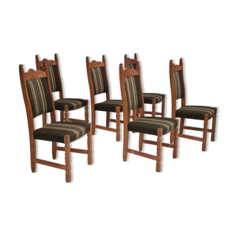 Original Danish design, 1960s,  set of high back dinning chairs, oak wood