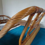 Double rattan bed and his pair of bedsides