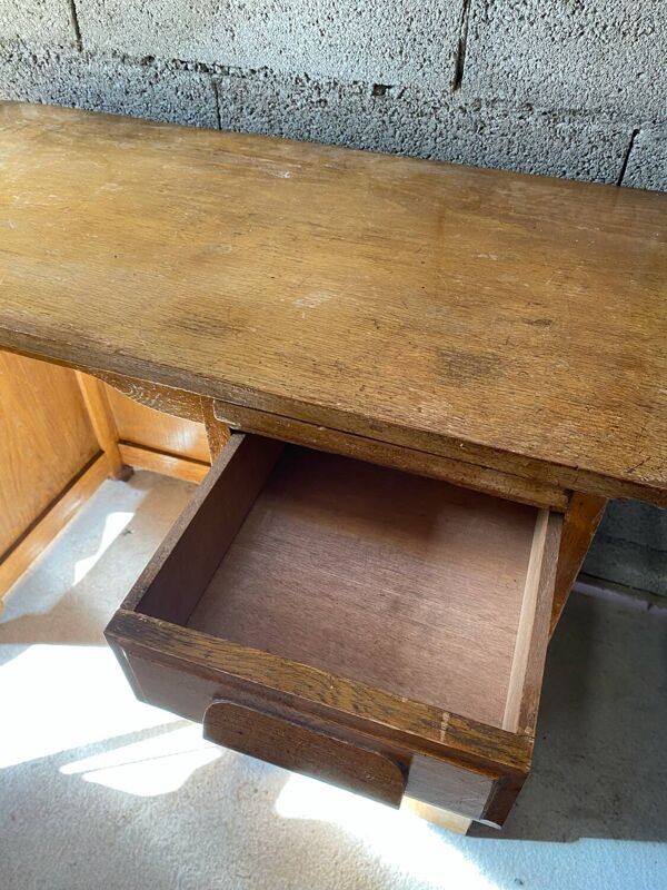 Bureau enfant vintage en chêne avec rallonge