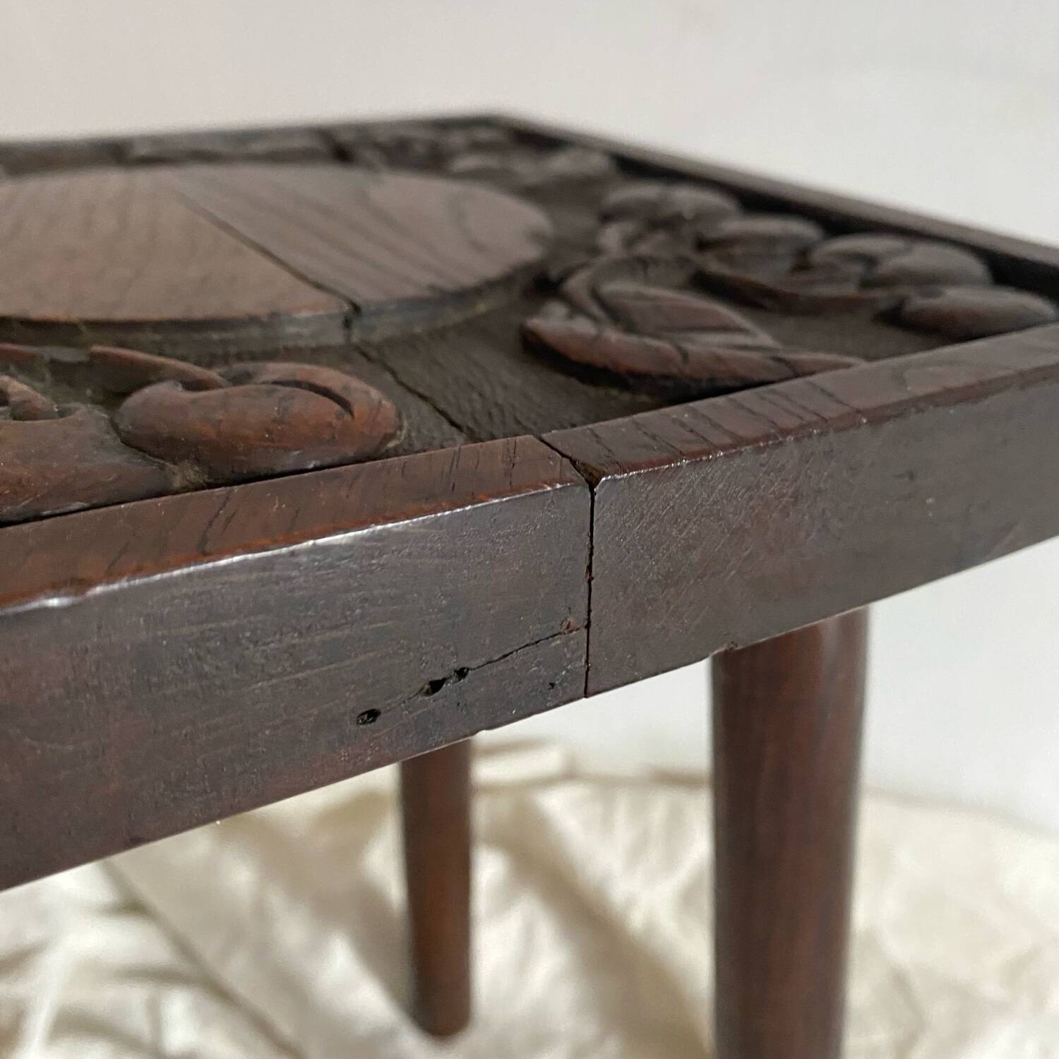 Cherry carved wooden stool