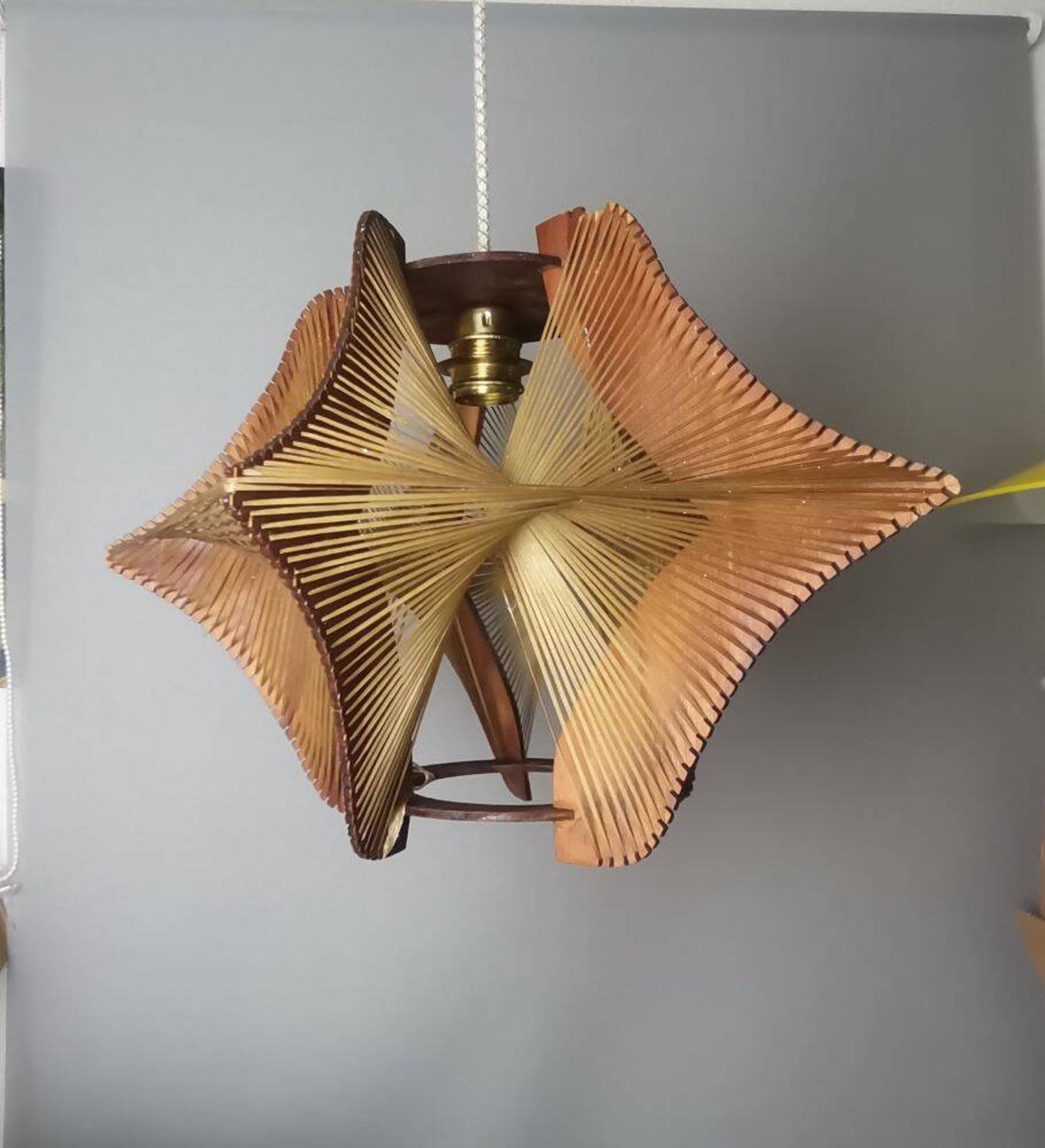 Large futuristic  wooden hanging lamp 1960s