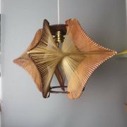 Large futuristic  wooden hanging lamp 1960s
