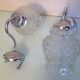 Pair of structured glass and chrome metal, 60s