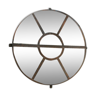 Industrial mirror round metal and glass 99cm