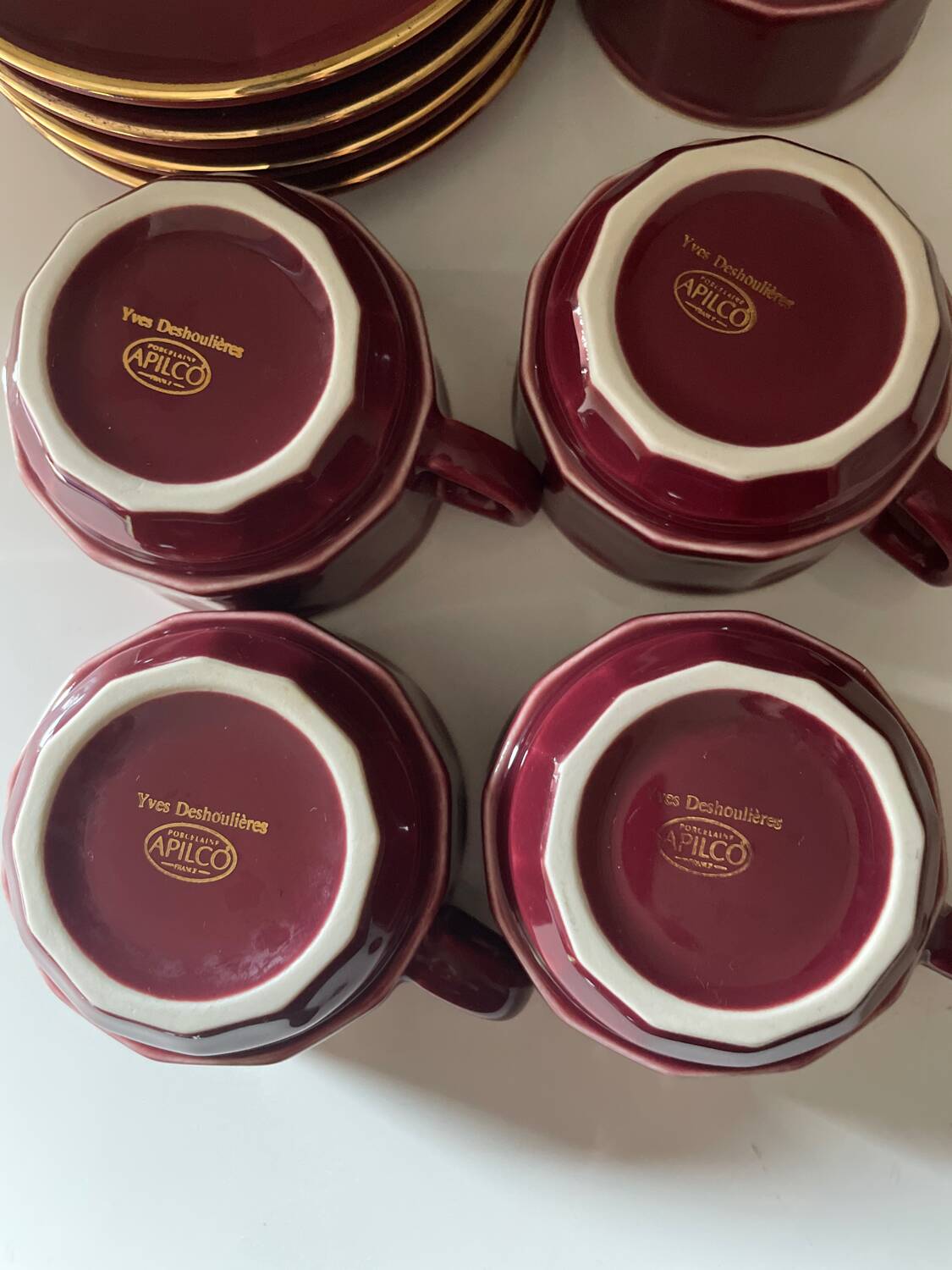 Set of 4 Apilco Bordeaux coffee cups