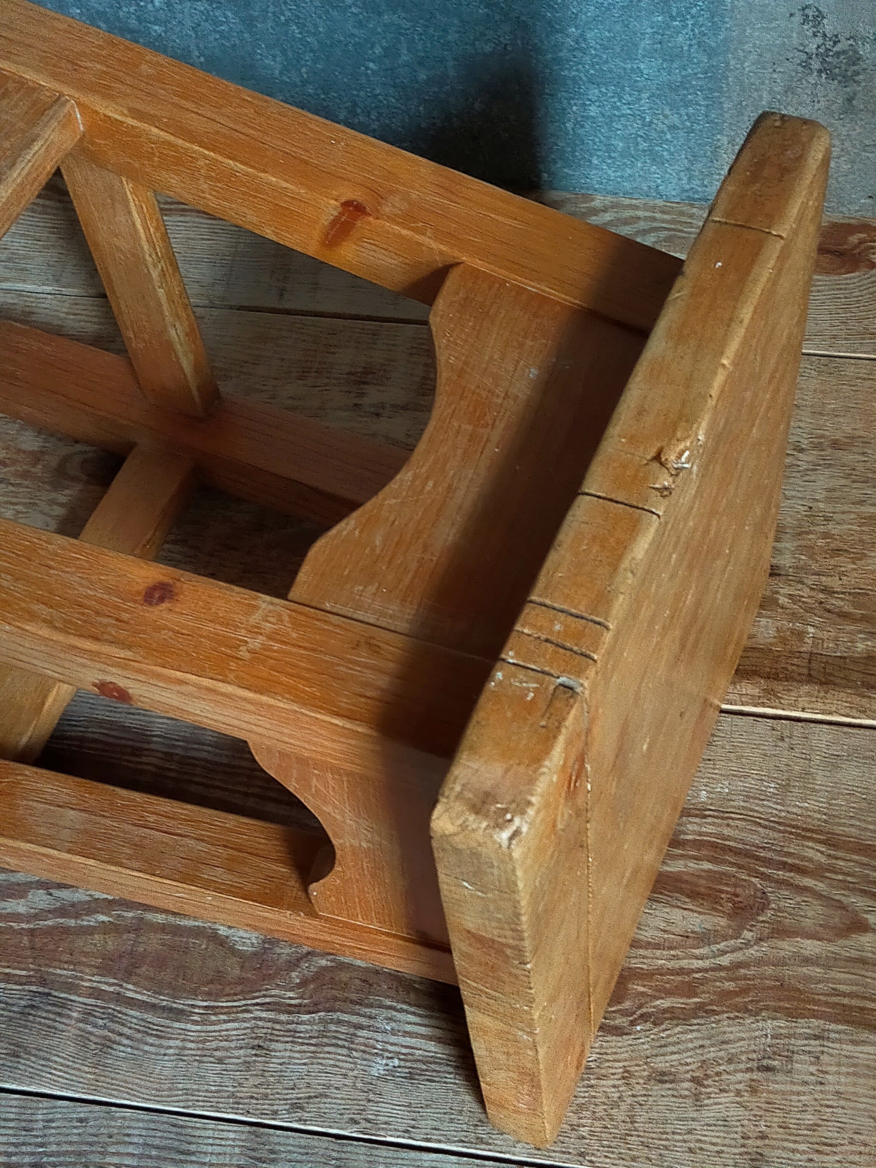 Vintage solid pine workshop stool
