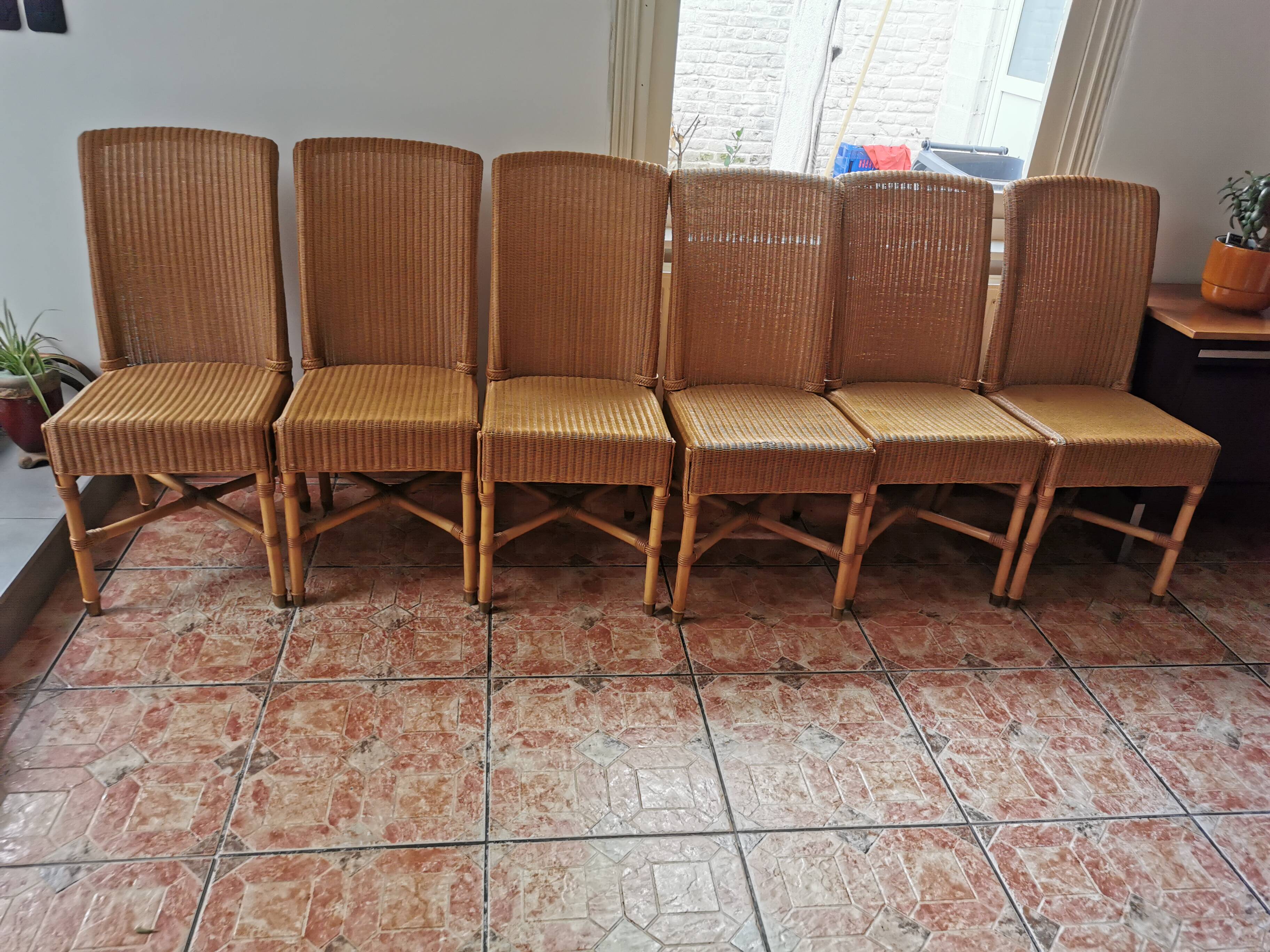 6 chairs Vincent Schepard Lloyd Loom vintage