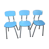 Set of three vintage blue formica chairs