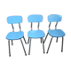 Set of three vintage blue formica chairs