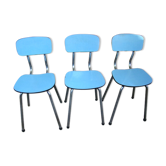 Set of three vintage blue formica chairs