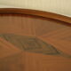 Oval wooden tray with glass and artisanal marquetry from the 70s.