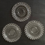 Set of 3 pearl border bottle coasters - vintage