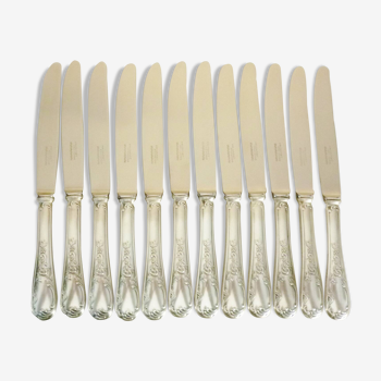 Série de 12 grands couteaux, François Frionnet, métal argenté, style art nouveau