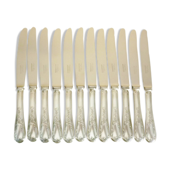 Série de 12 grands couteaux, François Frionnet, métal argenté, style art nouveau
