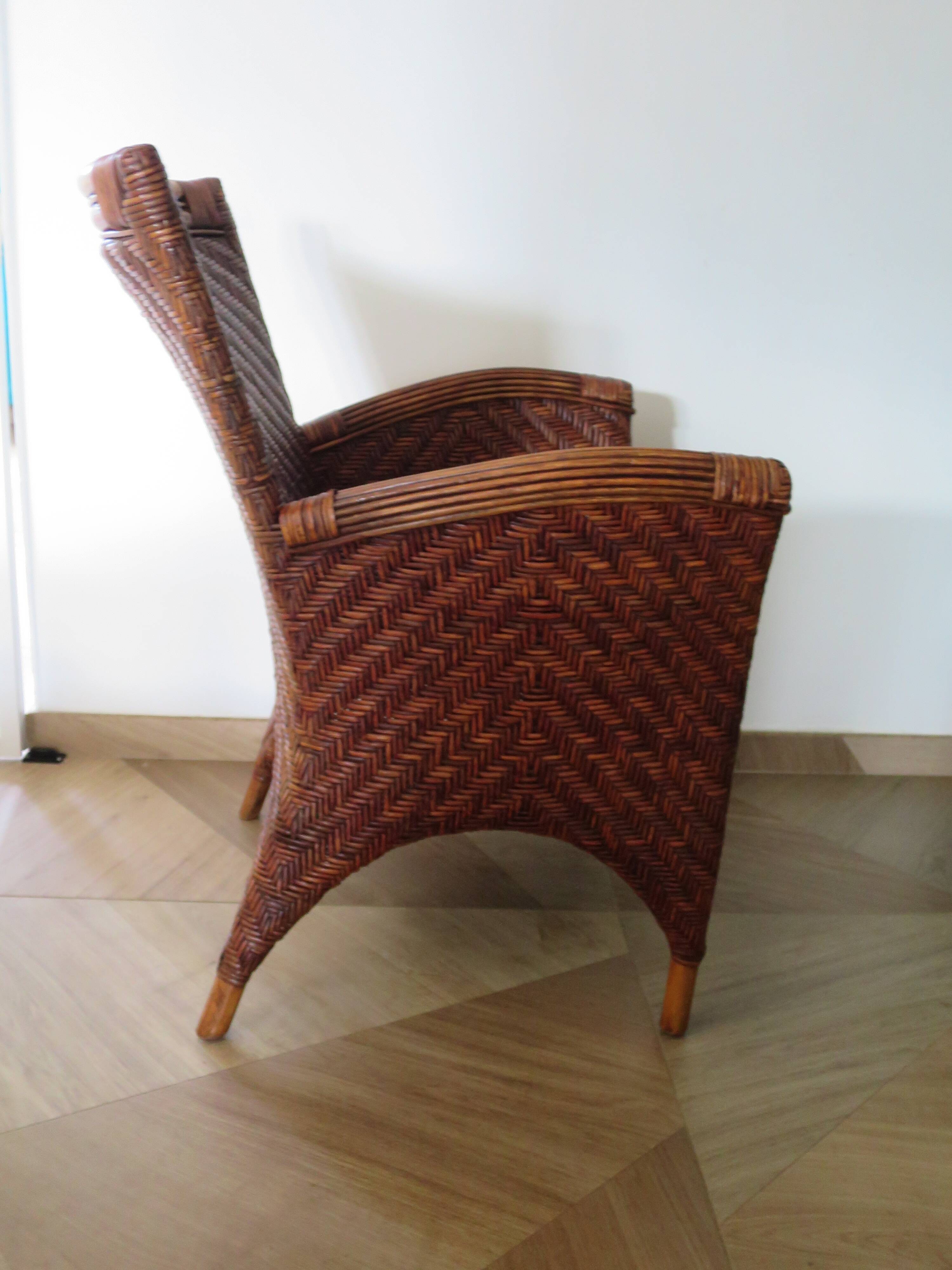Woven rattan armchair, 1980s