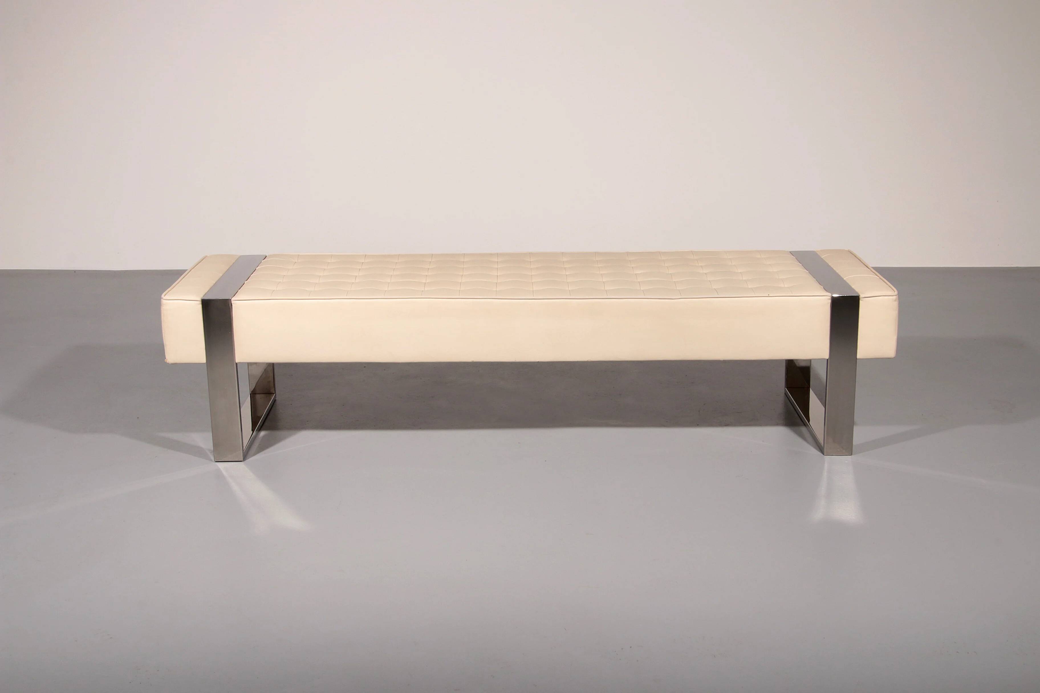 Leather bench with chrome base from Germany 1980