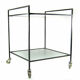 Minimal steel and wired glass sixties tea trolley