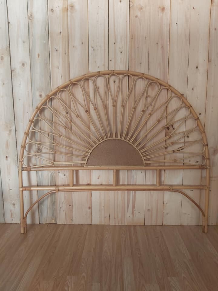 Bedhead and rattan nightstand