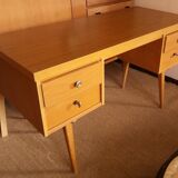 Oak-plated desk and formica 60s/70s