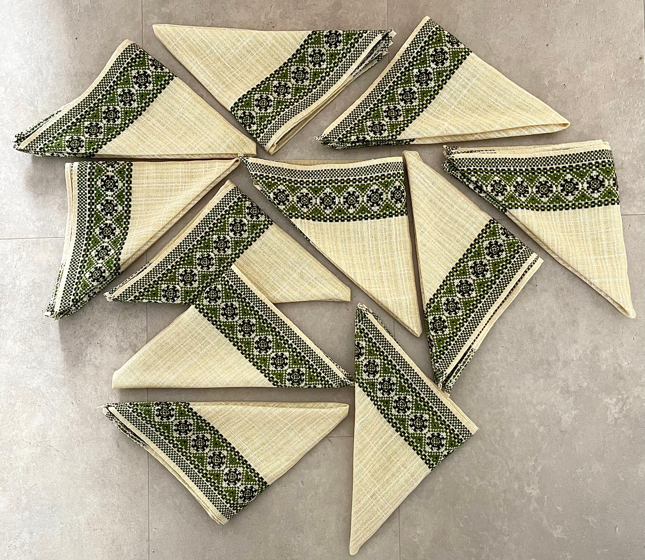 10 serviettes de table vintage 1970