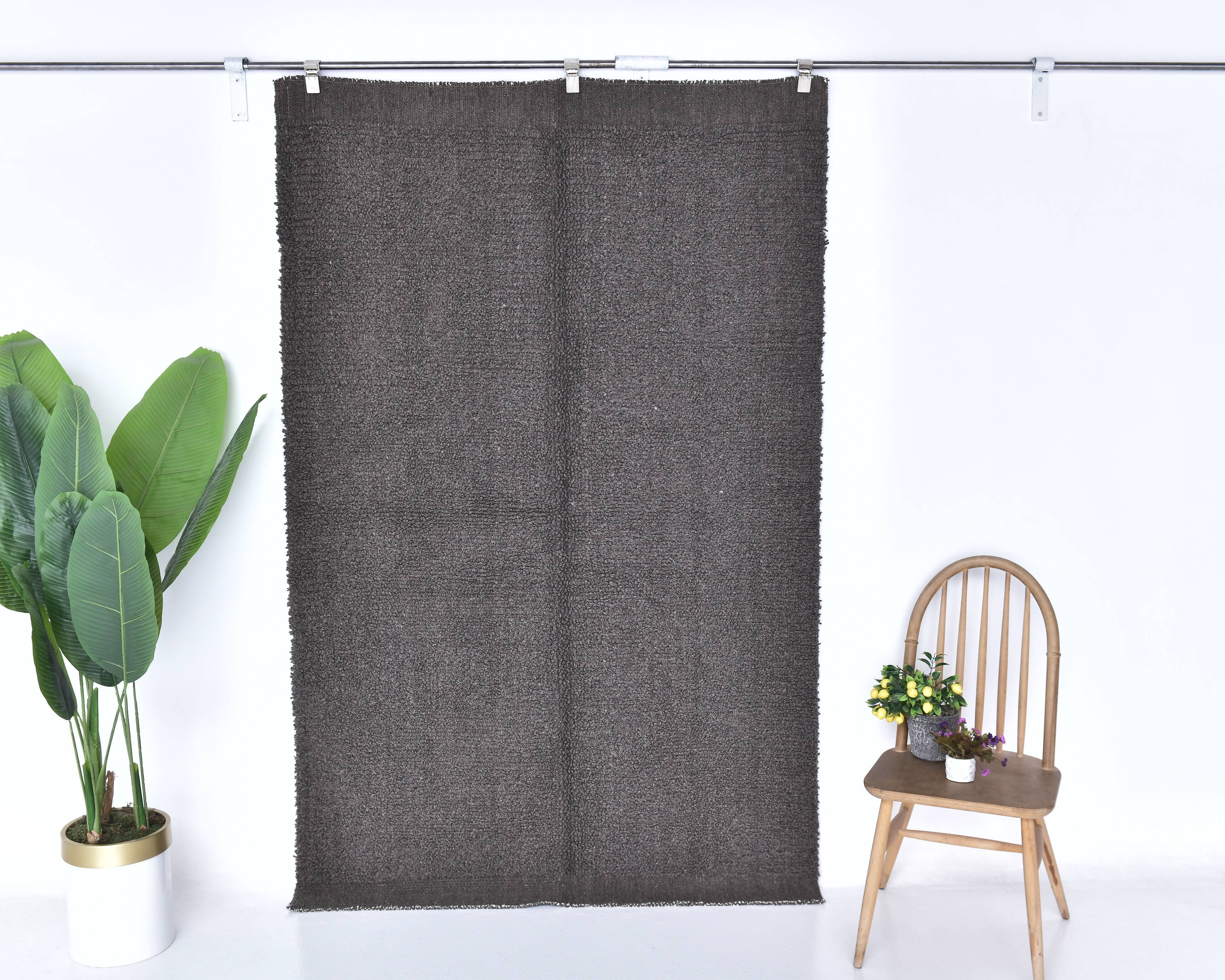 4x7 Brown & Gray Handmade Wool Vintage Rug 140x221Cm SK 241972