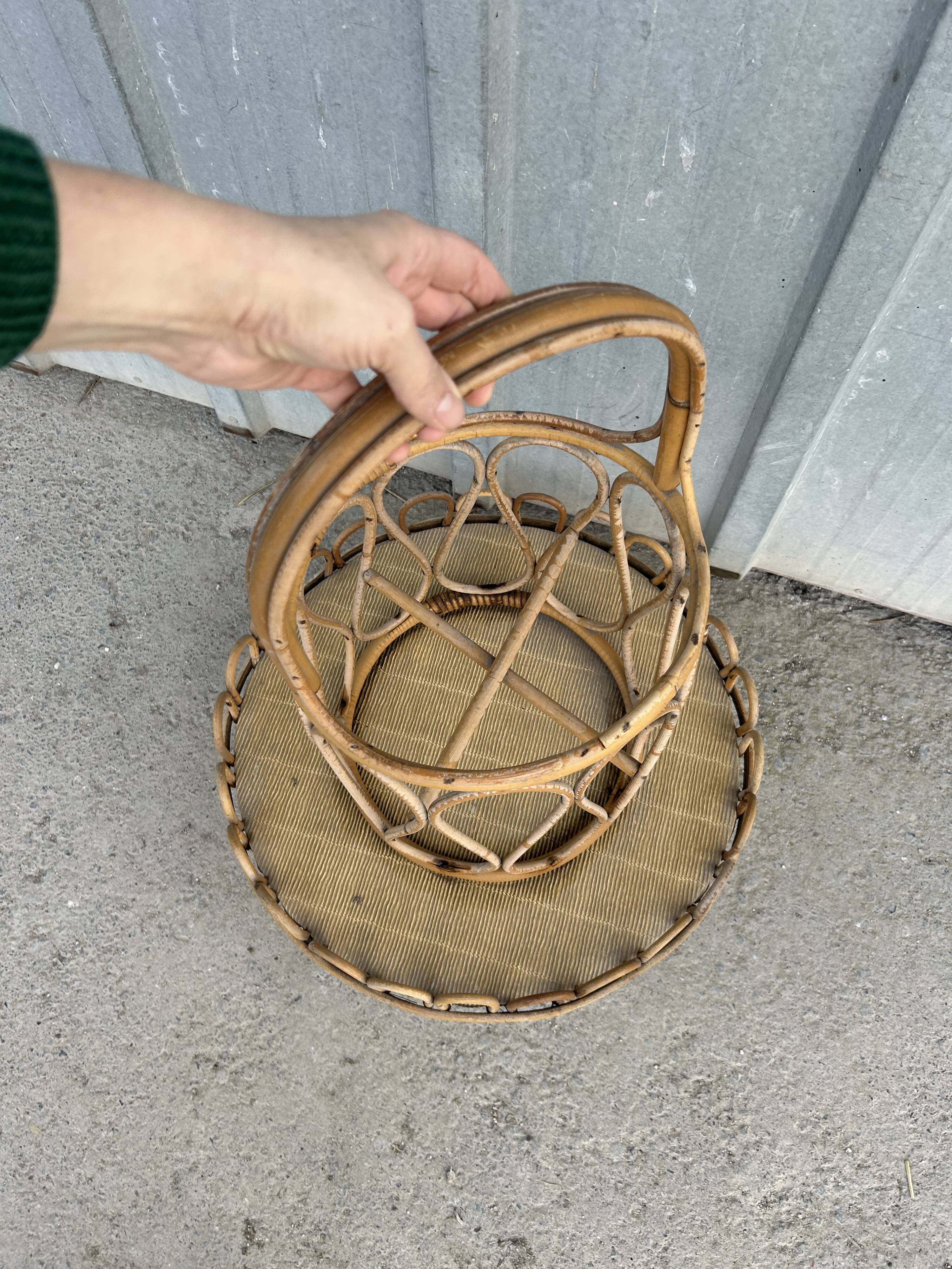 Rattan bottle holder, vintage server