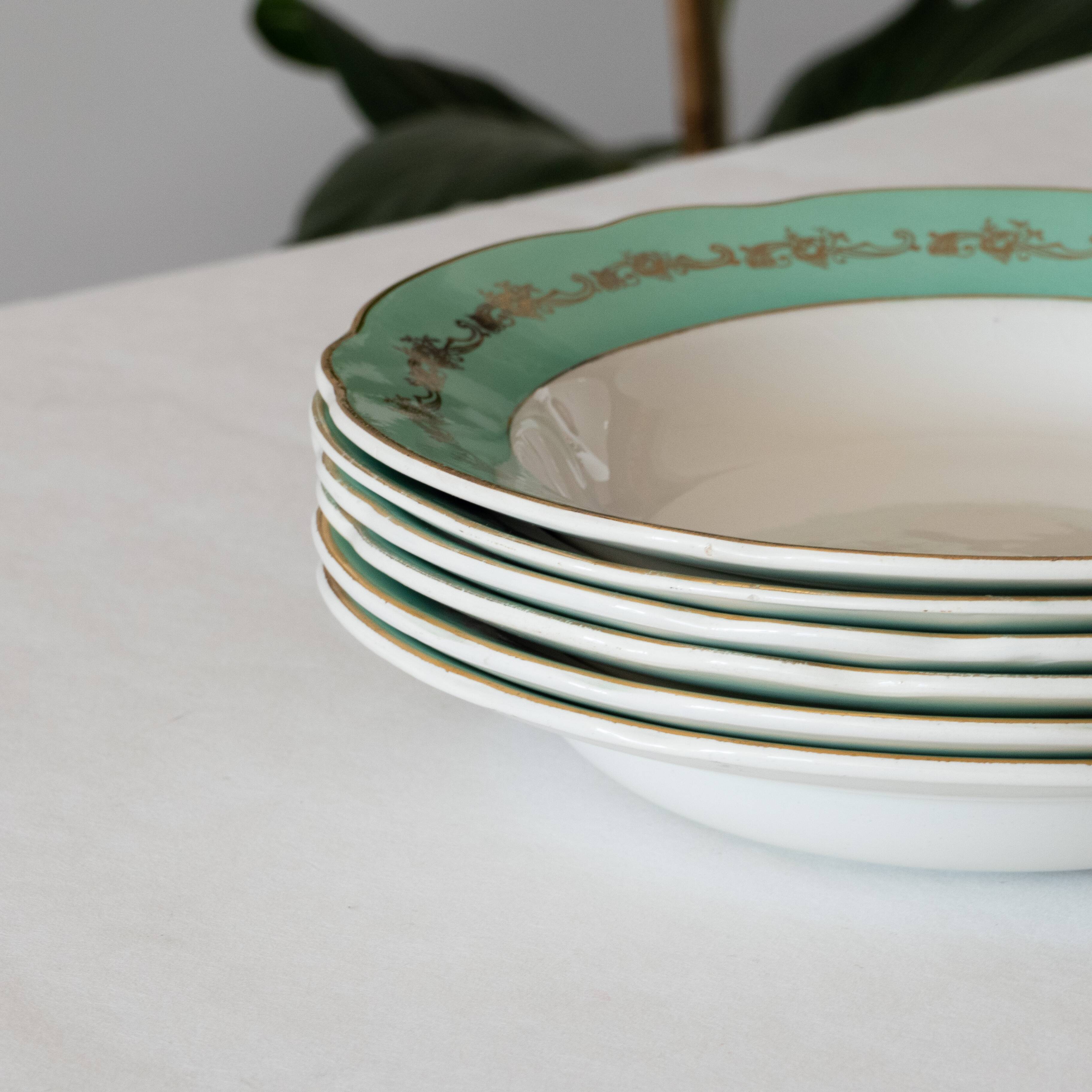 6 antique plates in fine earthenware St Étienne