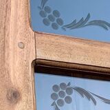 Parisian wardrobe in raw wood with engraved glass from 1920.