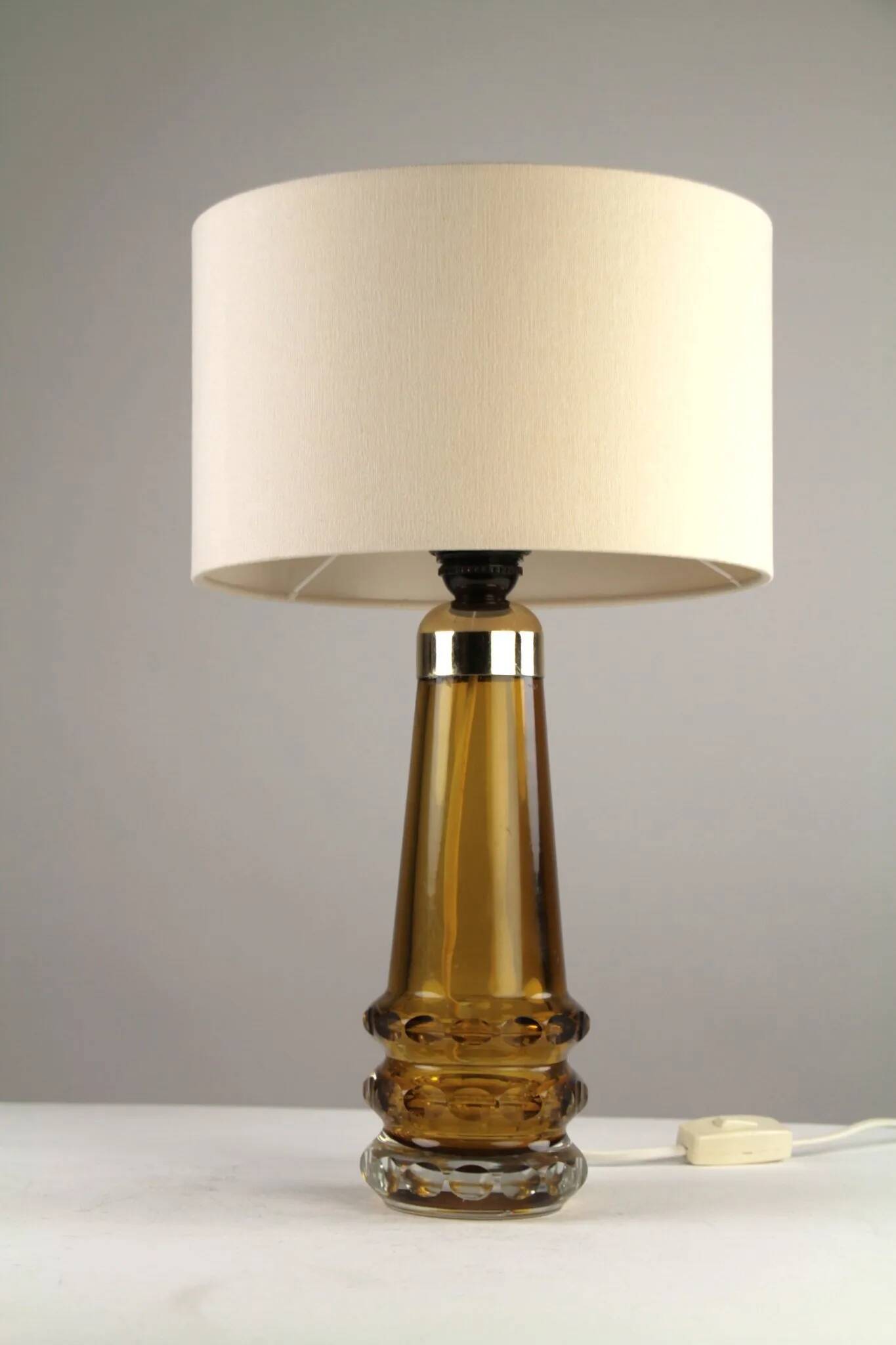 Amber & Clear Glass Table Lamp – Sweden, 1960s/1970s
